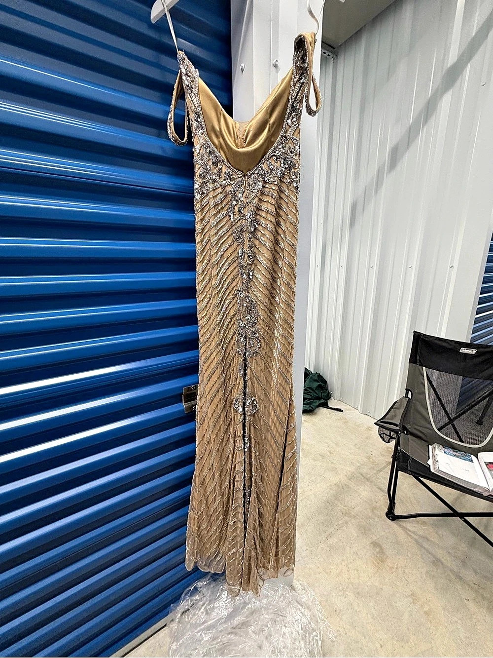 Sherri Hill Gold Embellished Maxi Dress - Picture 2 of 3